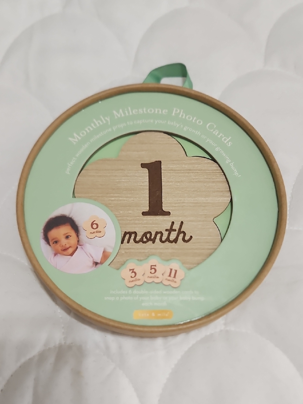 Monthly Milestone Photo Cards - Mint & Wood Tone